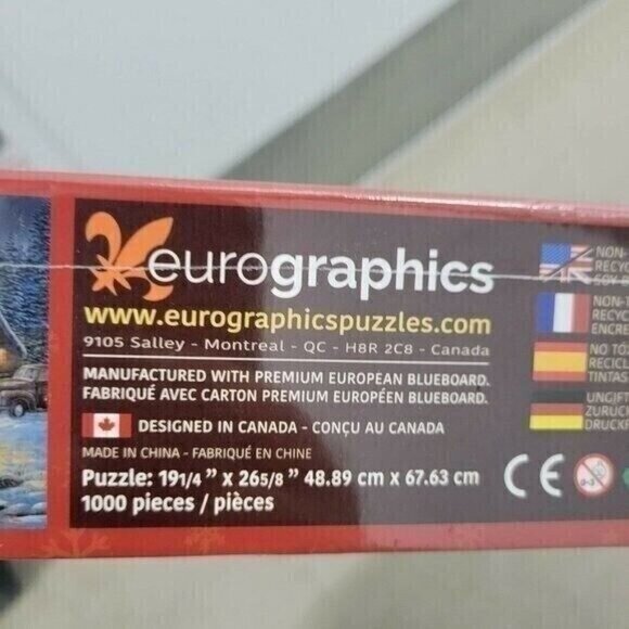 Eurographics Sam Timm A Cozy Christmas Cabin Snow 1000 Piece Jigsaw Puzzle - Picture 6 of 7